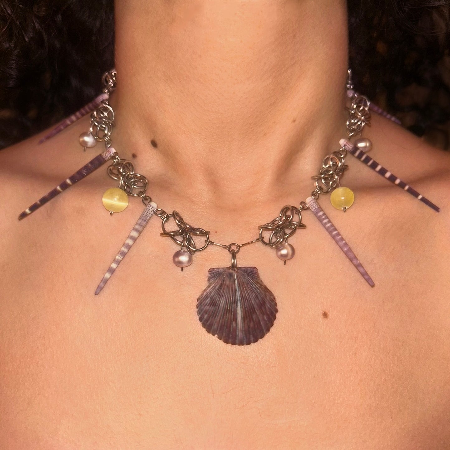 Armored Scallop Chainmail Necklace